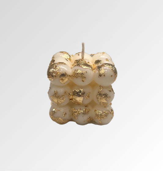 Gold Cube Bubble Pillar Candle